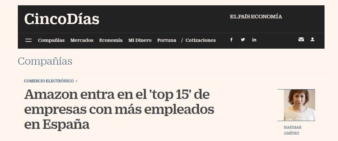 Amazon entra en el ‘top 15’ de empresas con más empleados en España